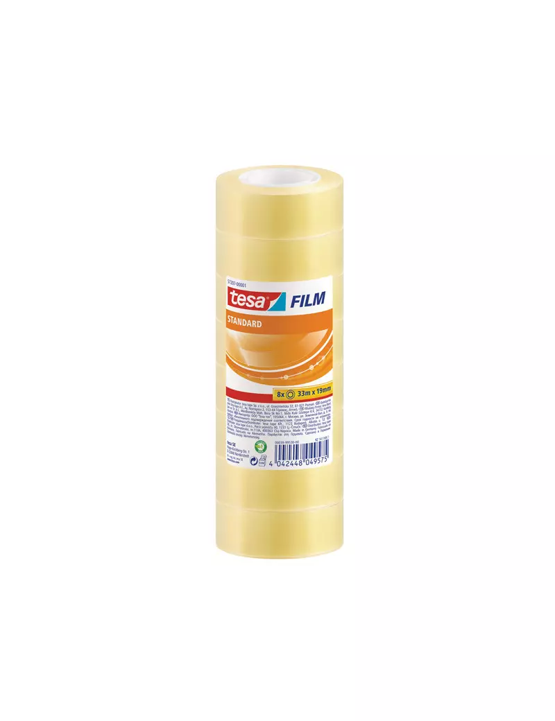 Nastro Adesivo Tesafilm Tesa - 19 mm x 33 m - 57207-00001-01 (Trasparente Conf. 8)