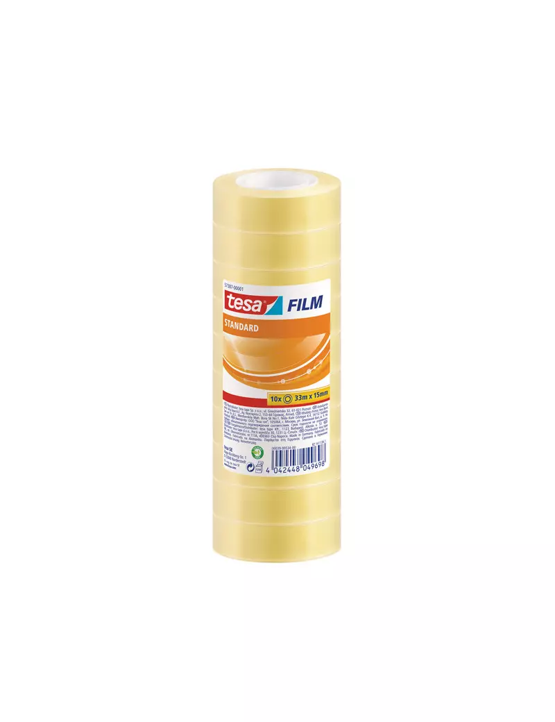 Nastro Adesivo Tesafilm Tesa - 15 mm x 33 m - 57387-00001-01 (Trasparente Conf. 10)