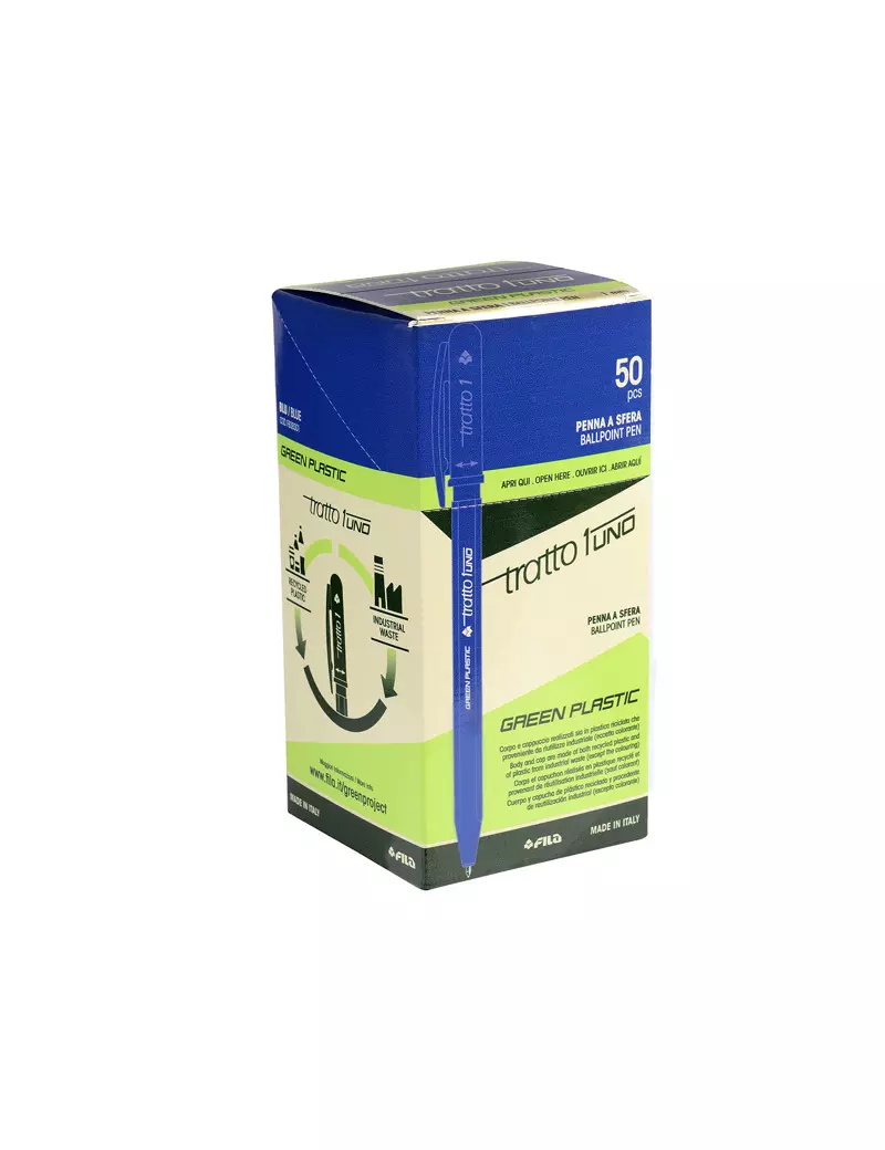 Penna a Sfera a Scatto Tratto Uno Green Fila - 1 mm - F838301 (Blu Conf. 50) Penna a Sfera a Scatto Tratto Uno Green Fila - 1 mm - F838301 (Blu Conf. 50)