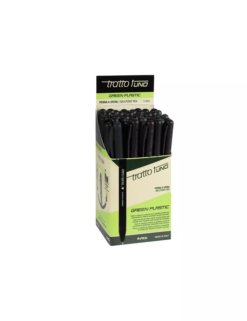 Penna a Sfera a Scatto Tratto Uno Green Fila - 1 mm - F838303 (Nero Conf. 50) Penna a Sfera a Scatto Tratto Uno Green Fila - 1 mm - F838303 (Nero Conf. 50)