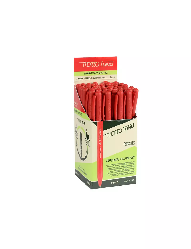 Penna a Sfera a Scatto Tratto Uno Green Fila - 1 mm - F838302 (Rosso Conf. 50)