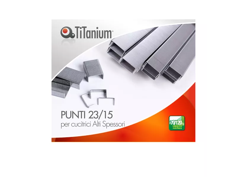Punti Metallici per Cucitrice ad Alti Spessori Titanium - 23/15 - 23/15TI (Conf. 10000)