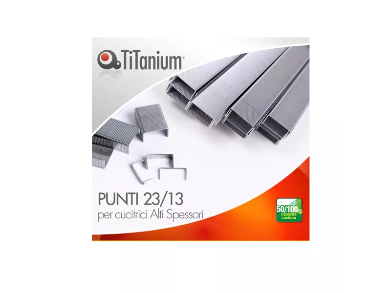 Punti Metallici per Cucitrice ad Alti Spessori Titanium - 23/13 - 23/13TI (Conf. 10000)