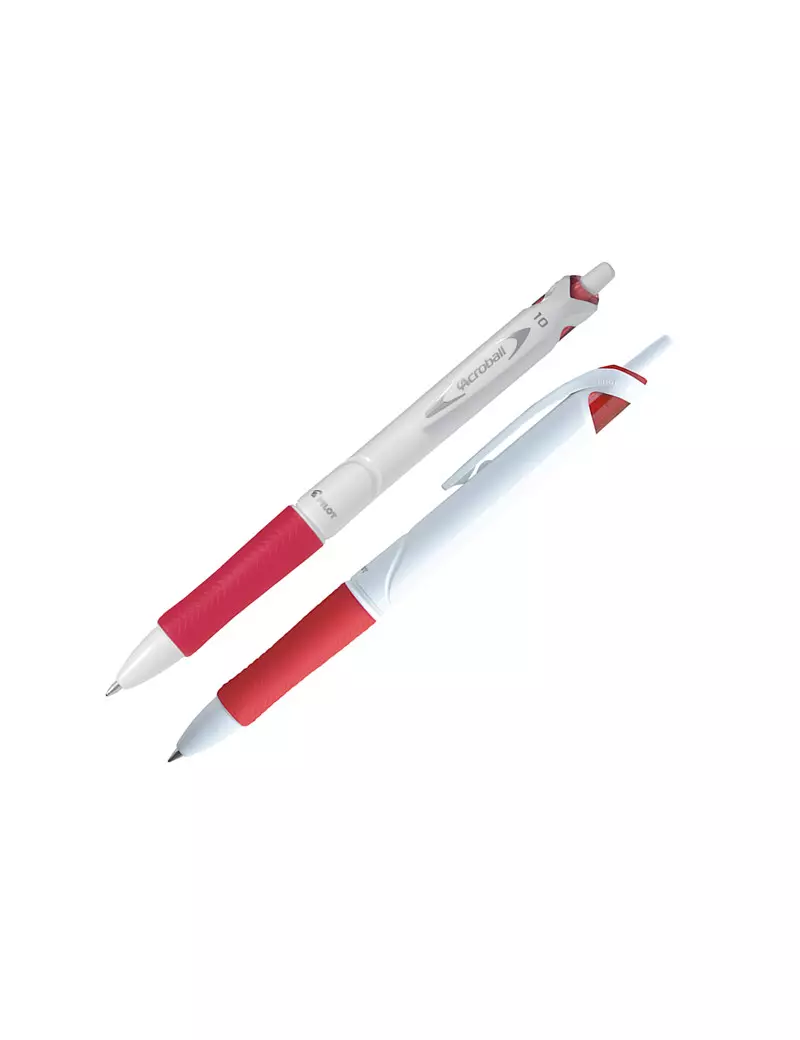 Penna a Sfera a Scatto Acroball Pure White Begreen Pilot - 1 mm - 011295 (Rosso Conf. 10)