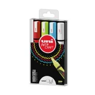 Marcatore a Gesso Liquido Uni Chalk PWE5M Uni-Ball - Punta Tonda - 1,8-2,5 mm - M PWE5M 4P (Assortiti Conf. 4)