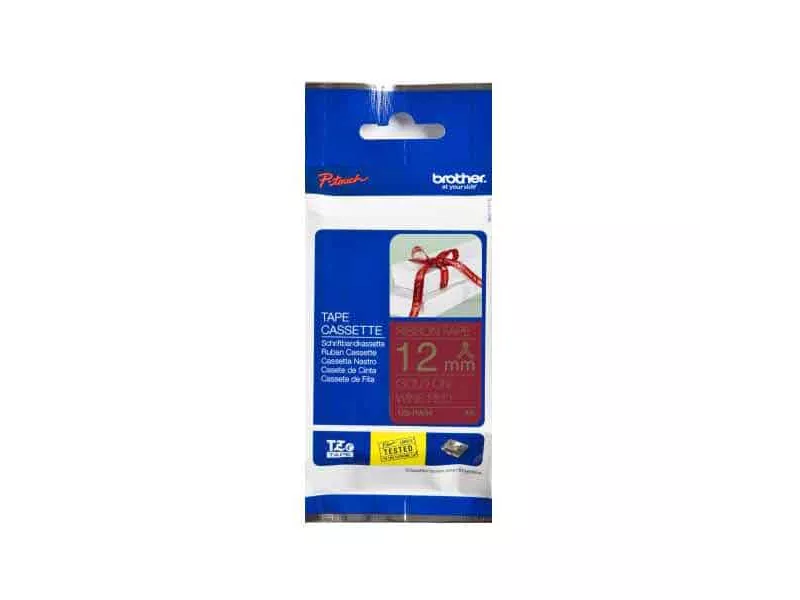 Nastro Originale Brother TZe-RW34 - 12 mm x 4 m - Laminato (Oro su Rosso)