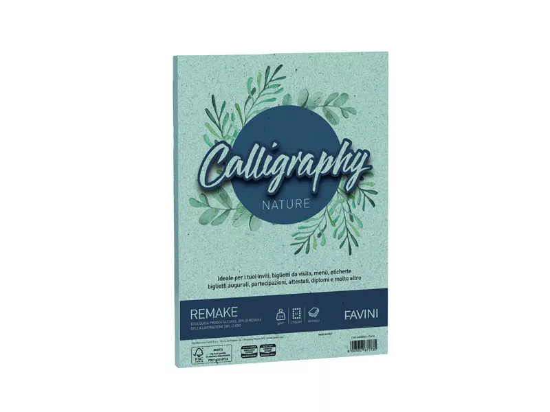 Carta Colorata Calligraphy Nature Remake Favini - A4 - 120 g - A69G664 (Acquamarina Conf. 50)