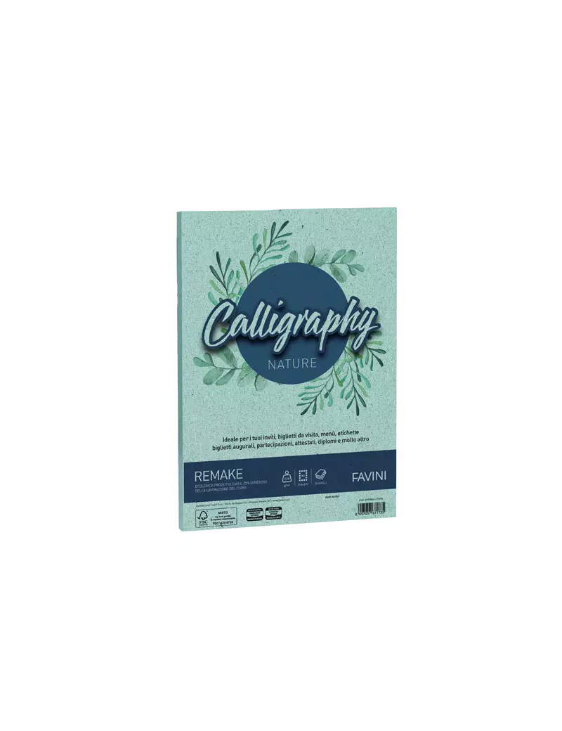 Carta Colorata Calligraphy Nature Remake Favini - A4 - 120 g - A69G664 (Acquamarina Conf. 50)