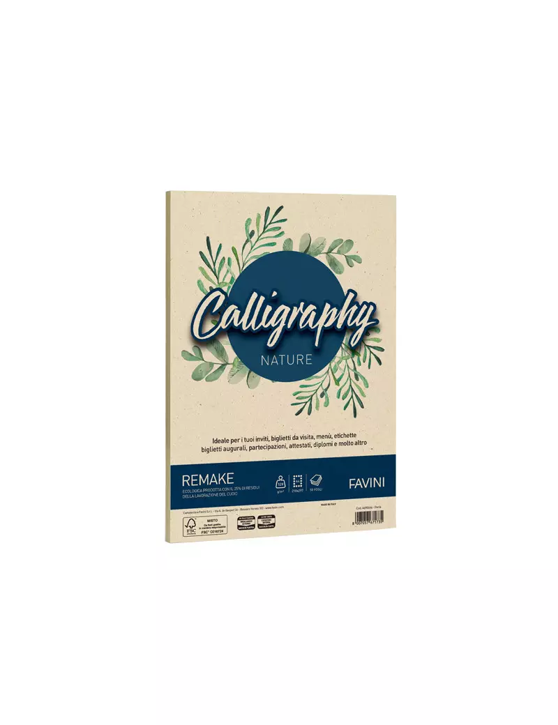 Carta Colorata Calligraphy Nature Remake Favini - A4 - 250 g - A690564 (Perla Conf. 50)