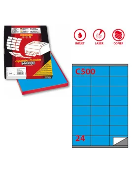 Etichette Adesive Markin - A4 - 70x36 mm - X210C500BL (Blu Conf. 100)