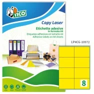 Etichette Adesive Copy Laser Premium Tico con Margini - A4 - 105x72 mm - LP4CG-10572 (Giallo Opaco Conf. 70)