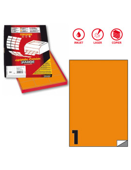 Etichette Adesive Markin - A4 - 210x297 mm - X210C503FAR (Arancione Fluo Conf. 100)
