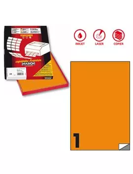 Etichette Adesive Markin - A4 - 210x297 mm - X210C503FAR (Arancione Fluo Conf. 100)