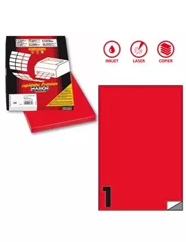 Etichette Adesive Markin - A4 - 210x297 mm - X210C503FRO (Rosso Fluo Conf. 100)