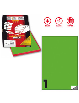 Etichette Adesive Markin - A4 - 210x297 mm - X210C503FVE (Verde Fluo Conf. 100)