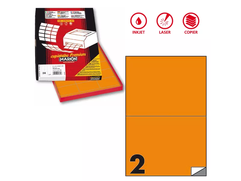 Etichette Adesive Markin - A4 - 210x148,5 mm - X210C509FAR (Arancione Fluo Conf. 100)