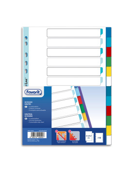 Separatori Neutri Favorit - A4 - 12 Tasti - 400132500 (Multicolore)