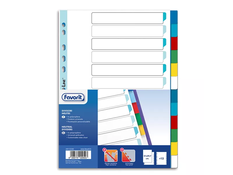 Separatori Neutri Favorit - A4 - 12 Tasti - 400132500 (Multicolore)