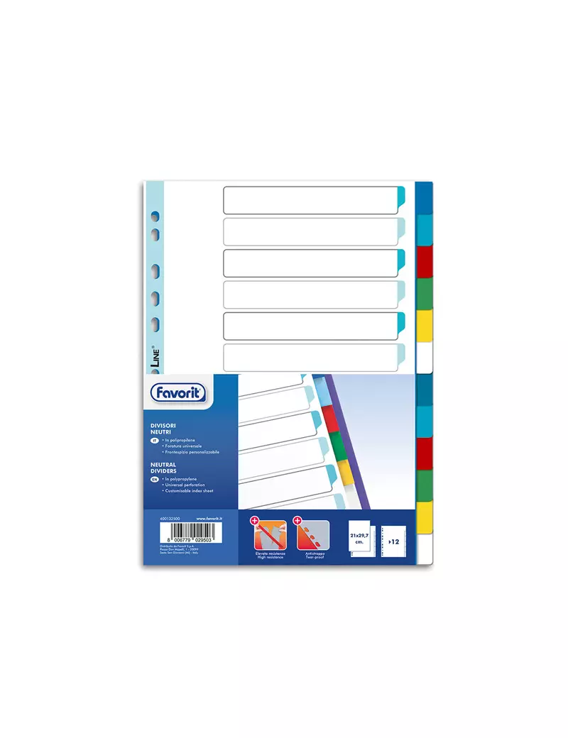 Separatori Neutri Favorit - A4 - 12 Tasti - 400132500 (Multicolore) Separatori Neutri Favorit - A4 - 12 Tasti - 400132500 (Multicolore)