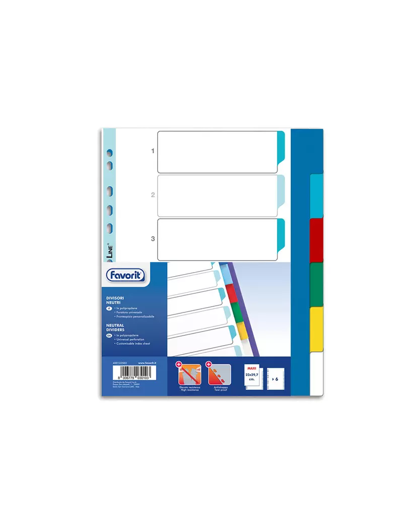 Separatori Neutri Favorit - A4 Maxi - 6 Tasti - 400132503 (Multicolore) Separatori Neutri Favorit - A4 Maxi - 6 Tasti - 400132503 (Multicolore)