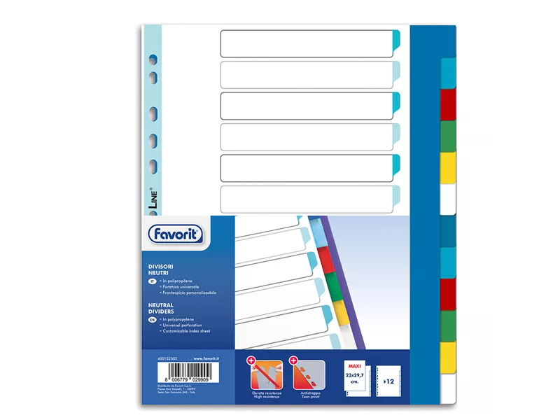 Separatori Neutri Favorit - A4 Maxi - 12 Tasti - 400132502 (Multicolore)