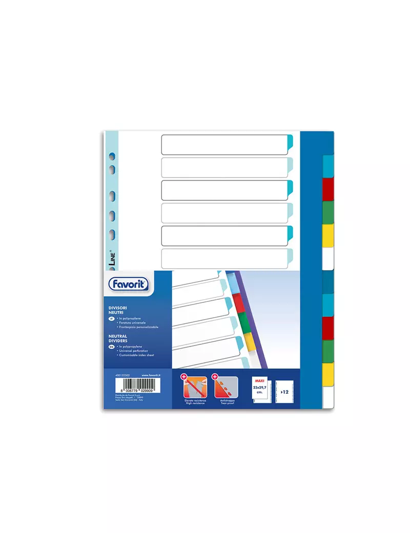 Separatori Neutri Favorit - A4 Maxi - 12 Tasti - 400132502 (Multicolore) Separatori Neutri Favorit - A4 Maxi - 12 Tasti - 400132502 (Multicolore)