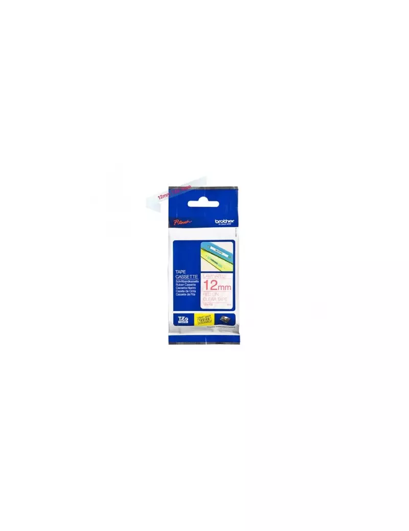 Nastro Originale Brother TZe-132 - 12 mm x 8 m - Laminato (Rosso su Trasparente) Nastro Originale Brother TZe-132 - 12 mm x 8 m - Laminato (Rosso su Trasparente)