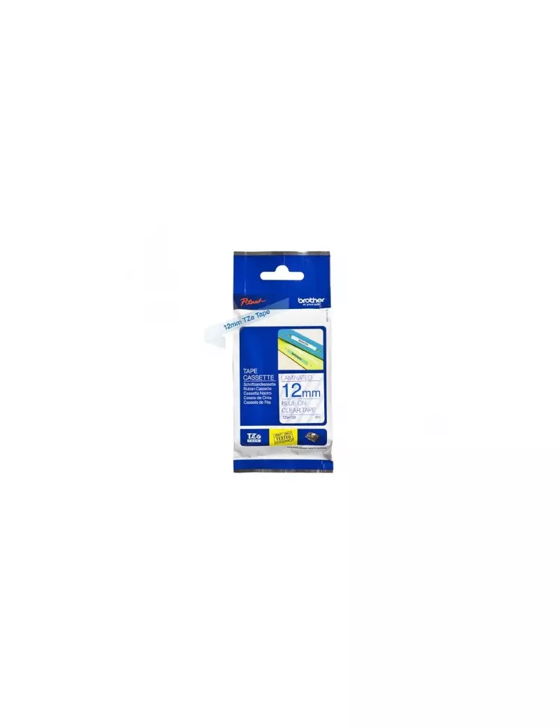 Nastro Originale Brother TZe-133 - 12 mm x 8 m - Laminato (Blu su Trasparente) Nastro Originale Brother TZe-133 - 12 mm x 8 m - Laminato (Blu su Trasparente)