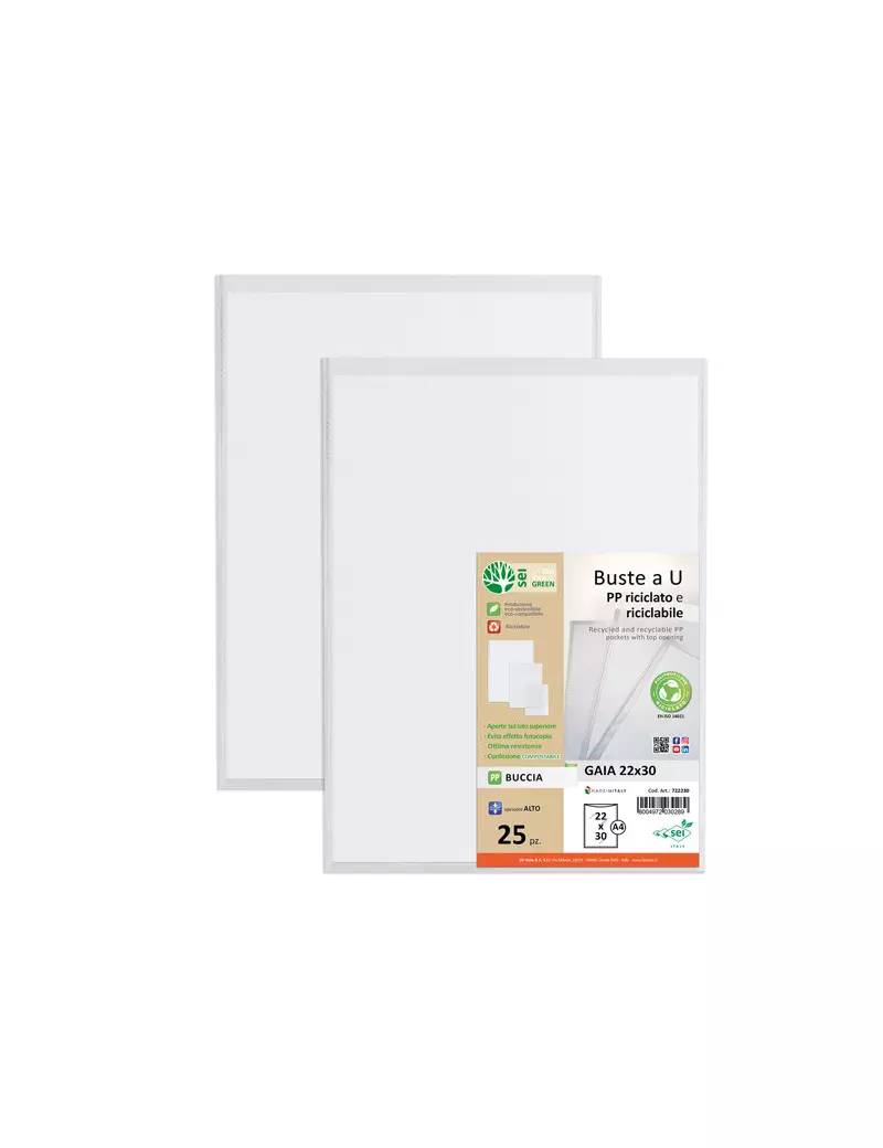 Busta a U Gaia Sei Rota - 22x30 cm - Perforata - 722230 (Trasparente Conf. 25) Busta a U Gaia Sei Rota - 22x30 cm - Perforata - 722230 (Trasparente Conf. 25)