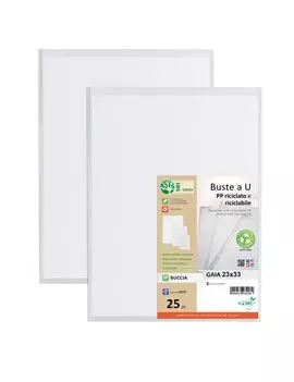 Busta a U Gaia Sei Rota - 23x33 cm - Perforata - 722233 (Trasparente Conf. 25)