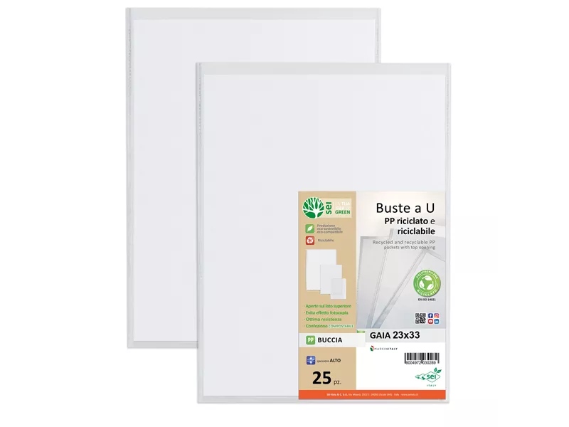 Busta a U Gaia Sei Rota - 23x33 cm - Perforata - 722233 (Trasparente Conf. 25)