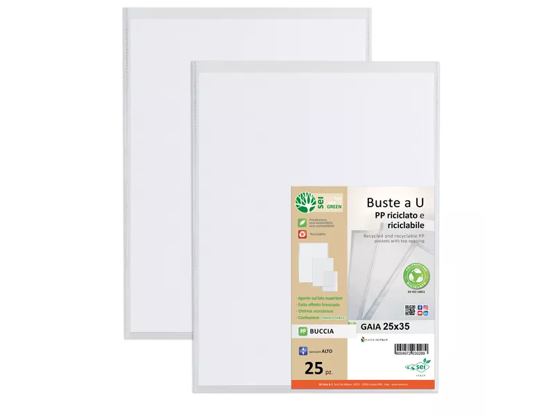 Busta a U Gaia Sei Rota - 25x35 cm - Perforata - 722535 (Trasparente Conf. 25)