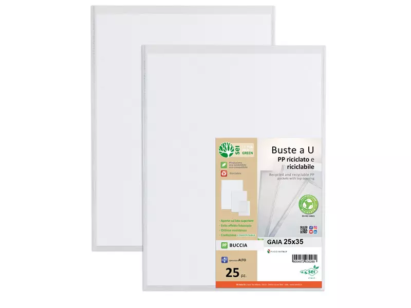 Busta a U Gaia Sei Rota - 25x35 cm - Perforata - 722535 (Trasparente Conf. 25)