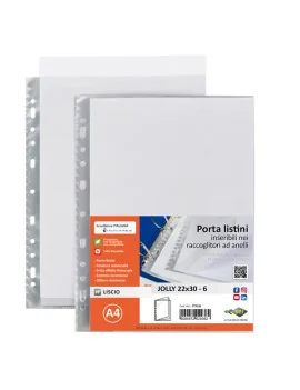 Portalistino Jolly Sei Rota - 22x30 cm - 6 Buste - con Perforazione - 573106 (Trasparente)