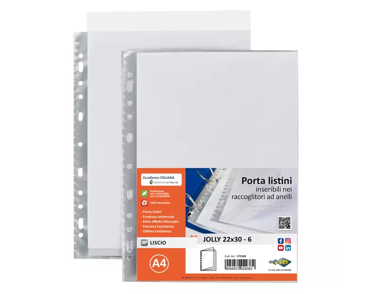 Portalistino Jolly Sei Rota - 22x30 cm - 6 Buste - con Perforazione - 573106 (Trasparente)