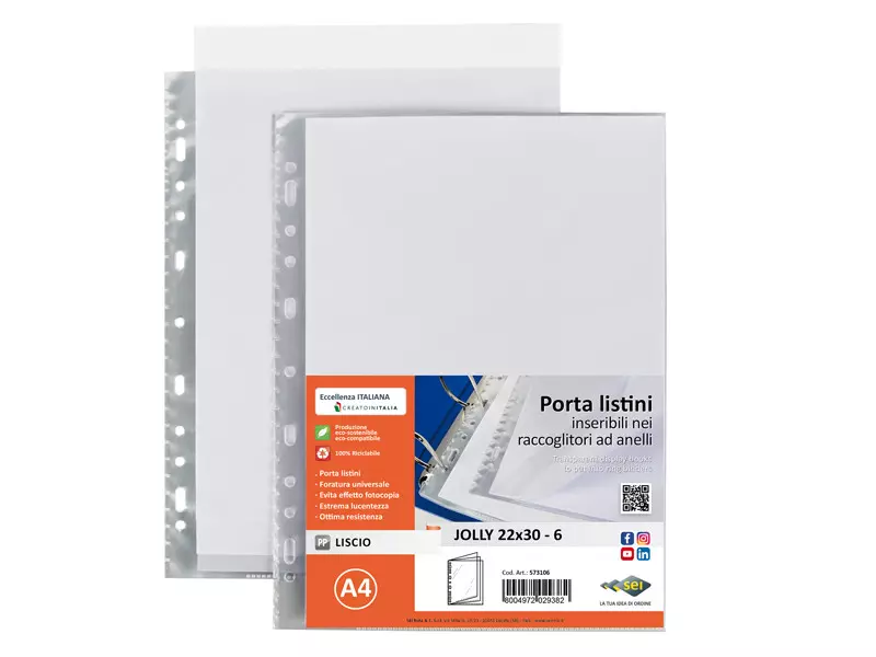 Portalistino Jolly Sei Rota - 22x30 cm - 6 Buste - con Perforazione - 573106 (Trasparente) Portalistino Jolly Sei Rota - 22x30 cm - 6 Buste - con Perforazione - 573106 (Trasparente)