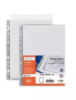 Portalistino Jolly Sei Rota - 22x30 cm - 12 Buste - con Perforazione - 573112 (Trasparente)