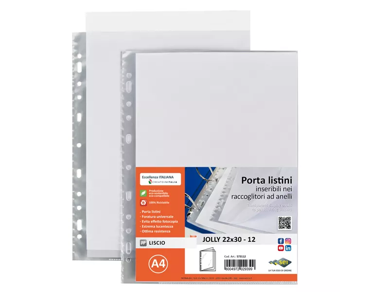 Portalistino Jolly Sei Rota - 22x30 cm - 12 Buste - con Perforazione - 573112 (Trasparente)