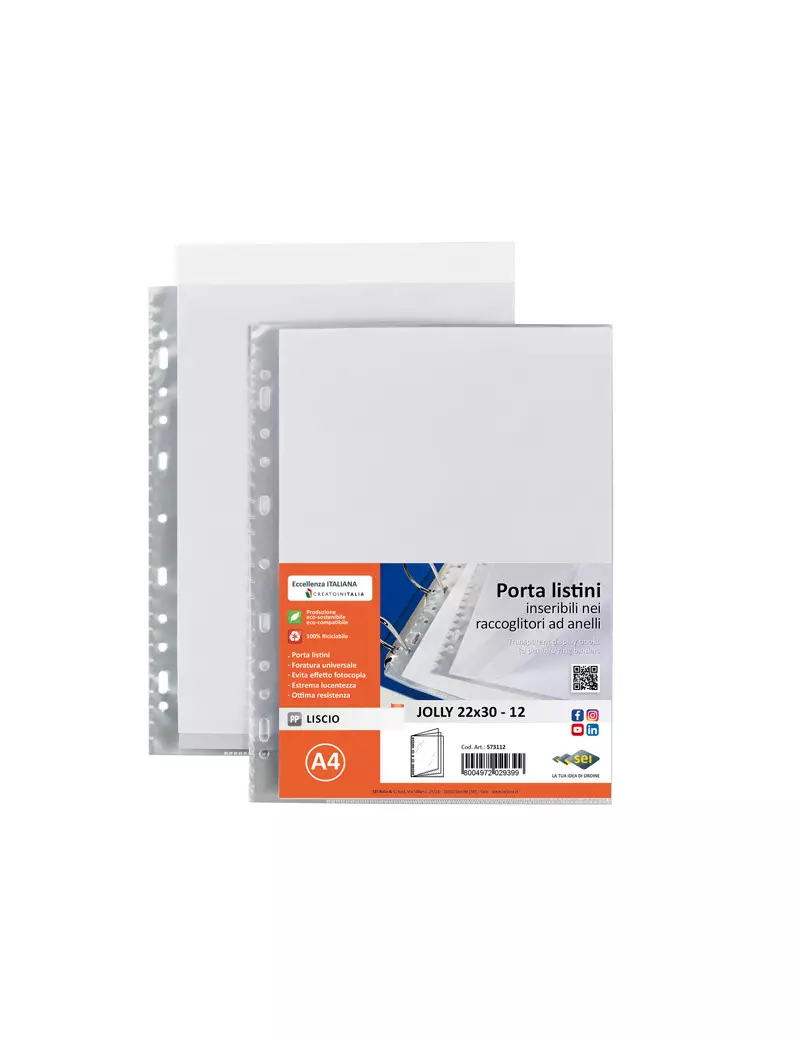Portalistino Jolly Sei Rota - 22x30 cm - 12 Buste - con Perforazione - 573112 (Trasparente) Portalistino Jolly Sei Rota - 22x30 cm - 12 Buste - con Perforazione - 573112 (Trasparente)