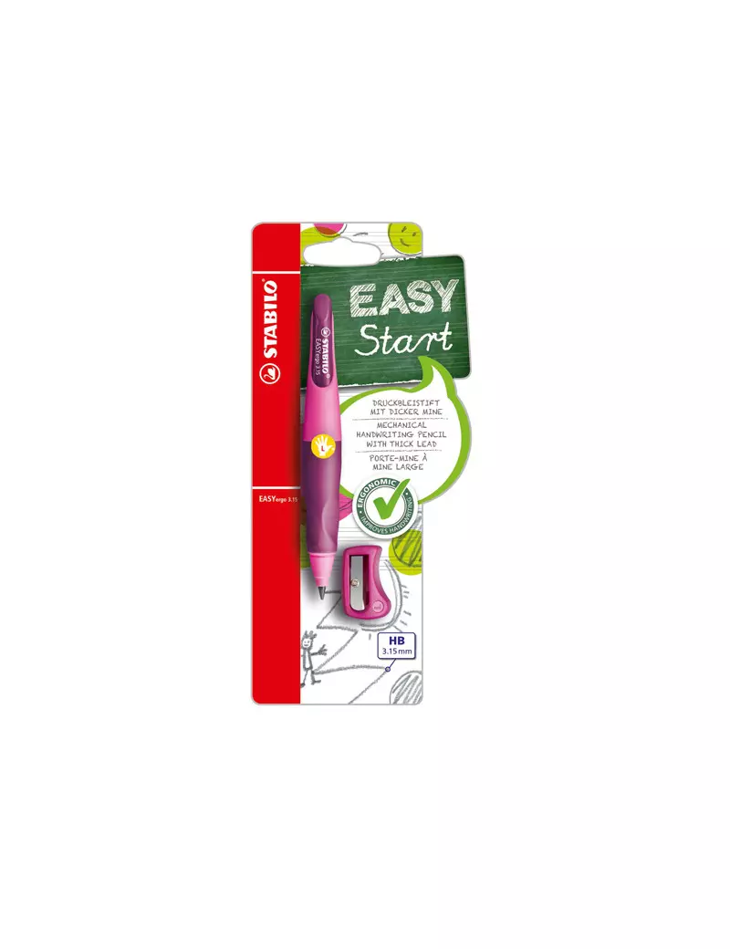 Portamine Easyergo con Affilamine Stabilo - 3,15 mm - Mancini - B-46864-3 (Rosa) Portamine Easyergo con Affilamine Stabilo - 3,15 mm - Mancini - B-46864-3 (Rosa)