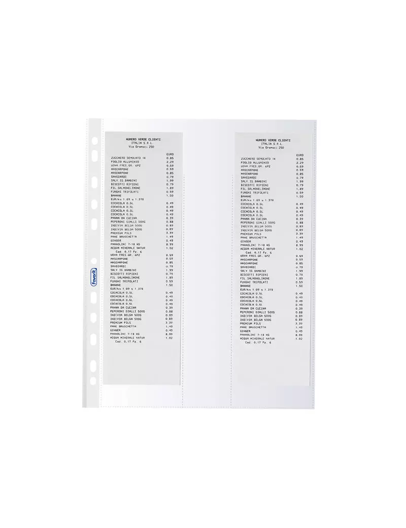 Busta Porta Scontrini Favorit - 22x30 cm - 4 Posti - 400141970 (Trasparente Conf. 10) Busta Porta Scontrini Favorit - 22x30 cm - 4 Posti - 400141970 (Trasparente Conf. 10)