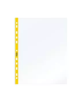 Busta a Perforazione Universale Favorit - 22x30 cm - Liscia Medio Spessore - 400136864 (Trasparente Banda Giallo Fluo Conf. 25)