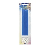 Candelina per Torta Big Party - 15 cm - con Supporto - 71002 (Azzurro Conf. 12)