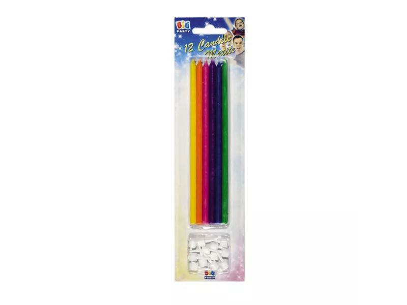 Candelina per Torta Big Party - 15 cm - con Supporto - 71000 (Assortiti Conf. 12)