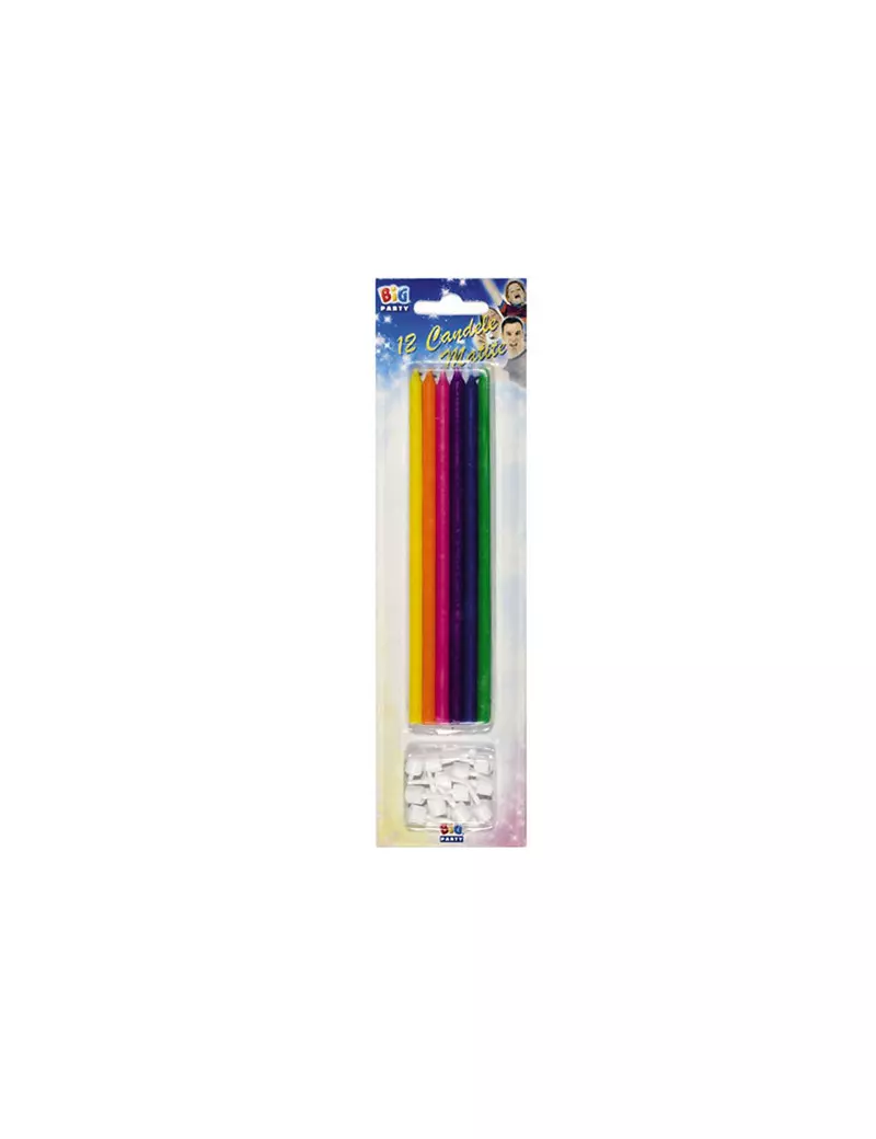 Candelina per Torta Big Party - 15 cm - con Supporto - 71000 (Assortiti Conf. 12) Candelina per Torta Big Party - 15 cm - con Supporto - 71000 (Assortiti Conf. 12)