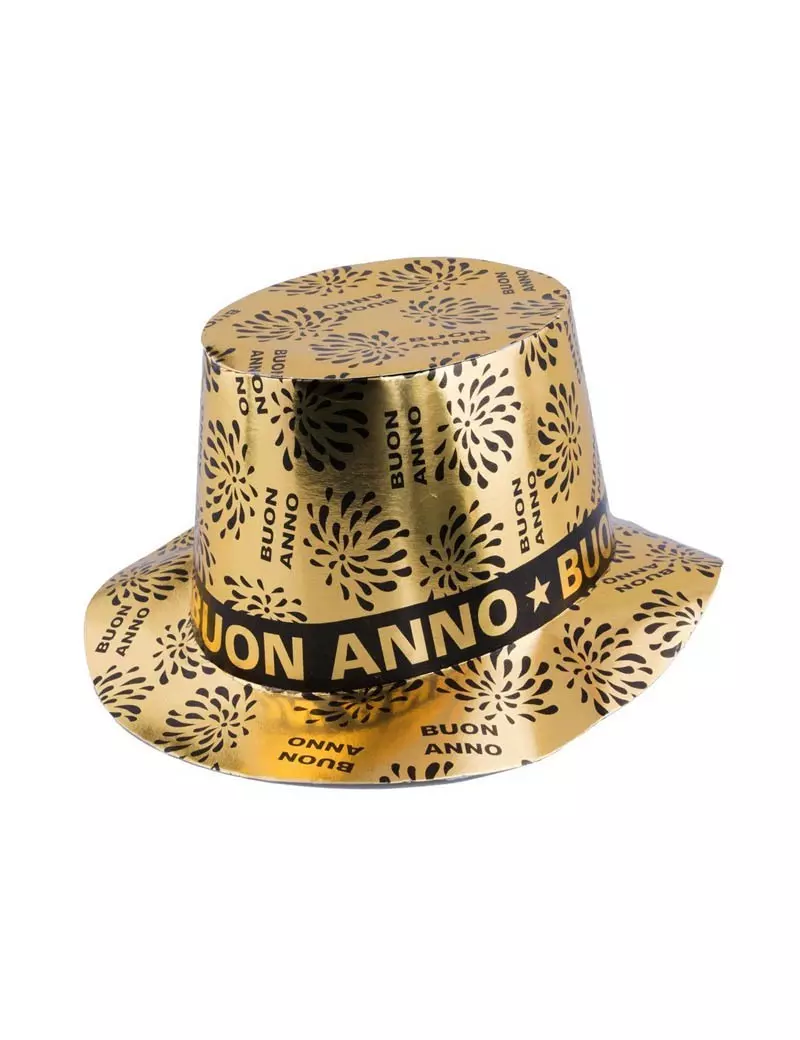 Cappello a Cilindro in Plastica - Buon Anno (Oro)
