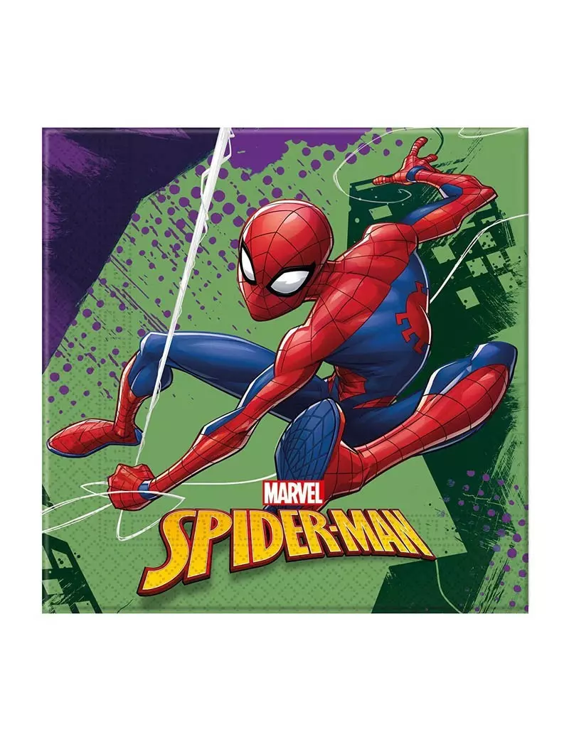 Tovaglioli in Carta Spiderman - 33x33 cm - 2 Veli (Multicolore Conf. 20)