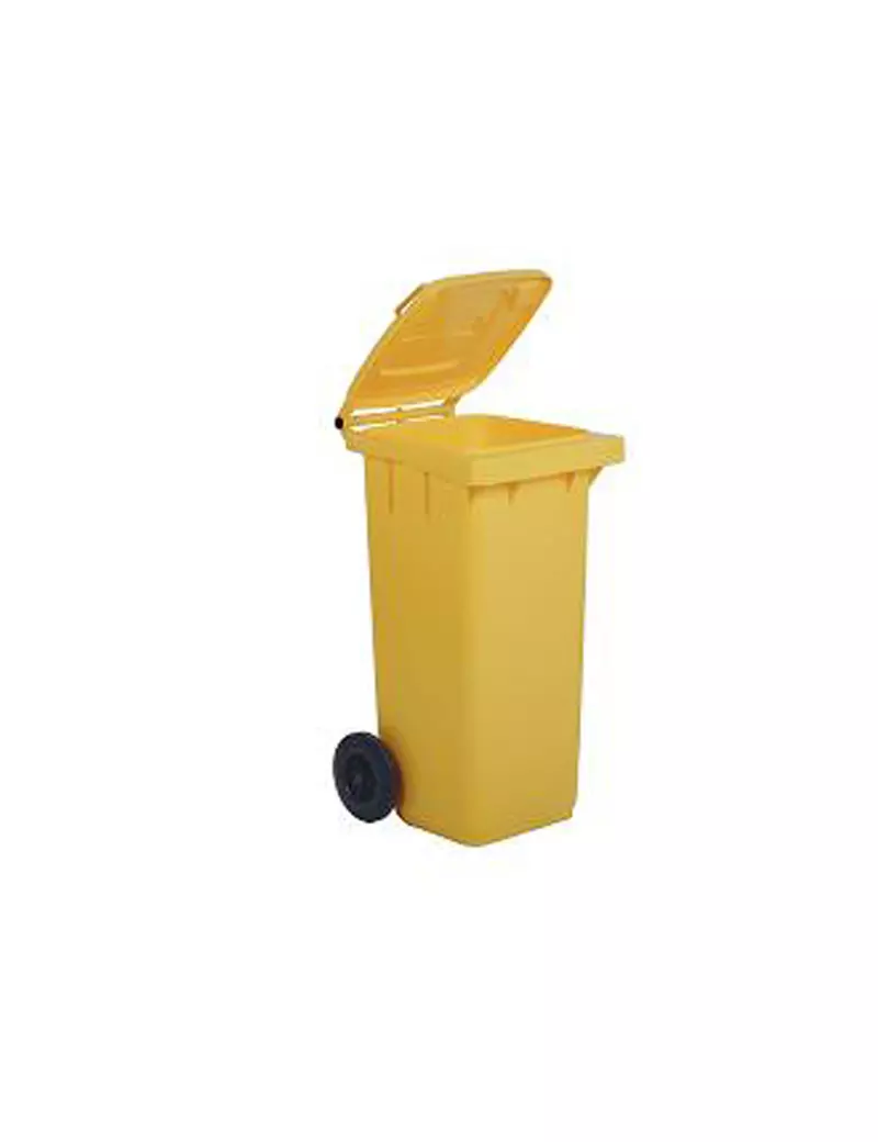 Bidone Carrellato per Raccolta Differenziata Mobil Plastic 48x55x93 cm 120  Litri 1/120/5-GIA Giallo 8004331112359