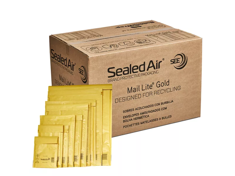 Busta Imbottita a Bolle d'Aria Mail Lite Gold B Sealed Air - 12x21 cm - 103027401 (Avana Conf. 100)