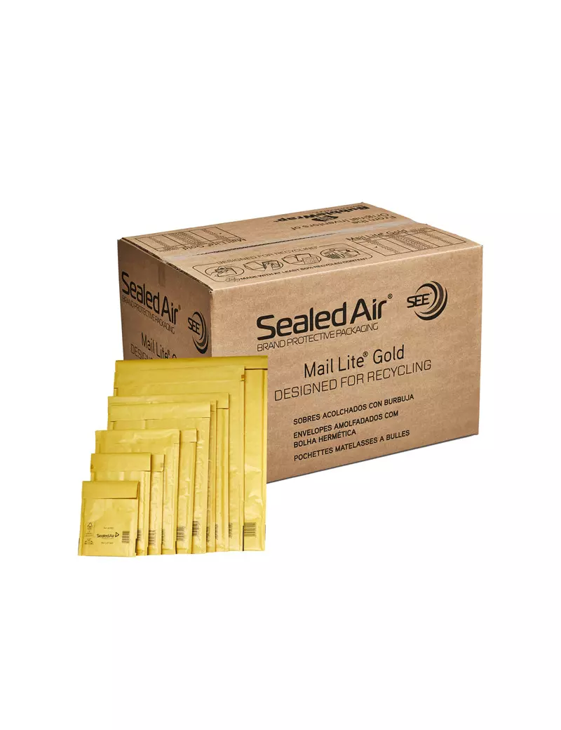 Busta Imbottita a Bolle d'Aria Mail Lite Gold B Sealed Air - 22x26 cm - 103027404 (Avana Conf. 100) Busta Imbottita a Bolle d'Aria Mail Lite Gold B Sealed Air - 22x26 cm - 103027404 (Avana Conf. 100)